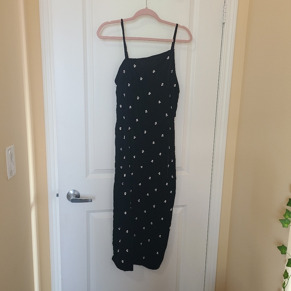 M Assymentrical Pearl-beaded Velvet Midi Black Dress UO - Picture 6 of 9